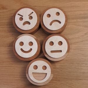Wooden Emoji play dough stamp Set